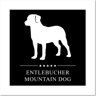 Entlebucher Mountain Dog White Silhouette Posters and Art